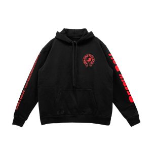 Chrome Hearts Deadly Doll Pullover Hoodie in black with bold red Deadly Doll graphic