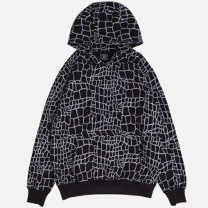 Adwysd Croc Print Hoodie Black
