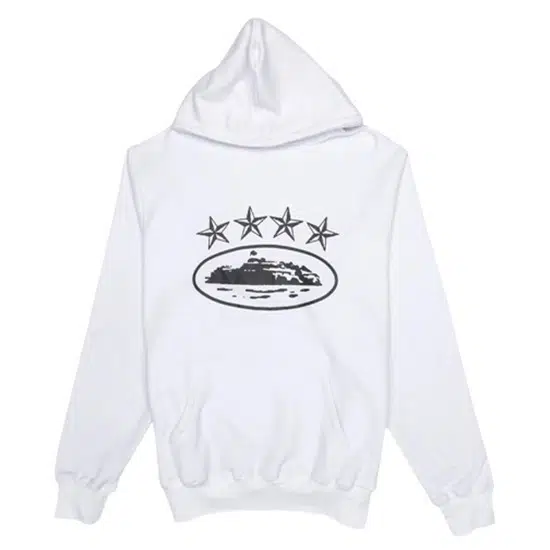 Corteiz 4Starz Alcatraz Hoodie White Corteiz 4Starz Alcatraz Hoodie White