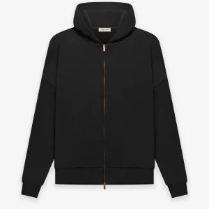 Fleece Zip Up Black Hoodie