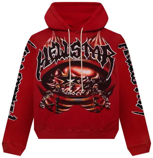Hellstar Halloween Skeleton Airbrushed Hoodie Red Hellstar Halloween Skeleton Airbrushed Hoodie Red