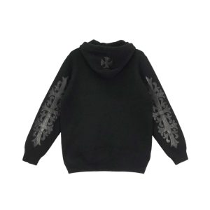 Chrome Hearts Cross Logo Leather Hoodie – Black Cashmere Streetwear