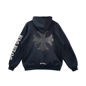Chrome Hearts Big Bang Cross Hoodie (Black / Leather Patch Edition)