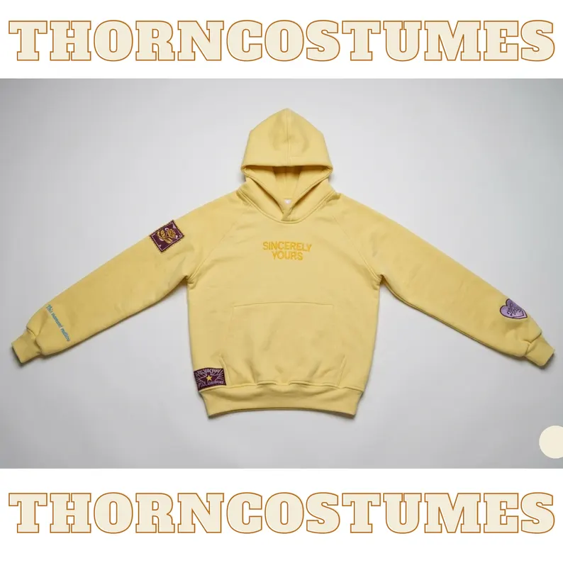 il_794xN.7837942568_snf6 Yellow Sincerely Yours Patch Hoodie: Oversized Fleece Streetwear Pullover
